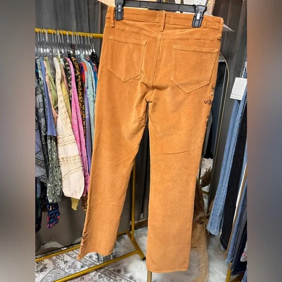 Driftwood Kelly Embroidered Bootcut Cord Pants in Falling Sunflower - Picture 8 of 10
